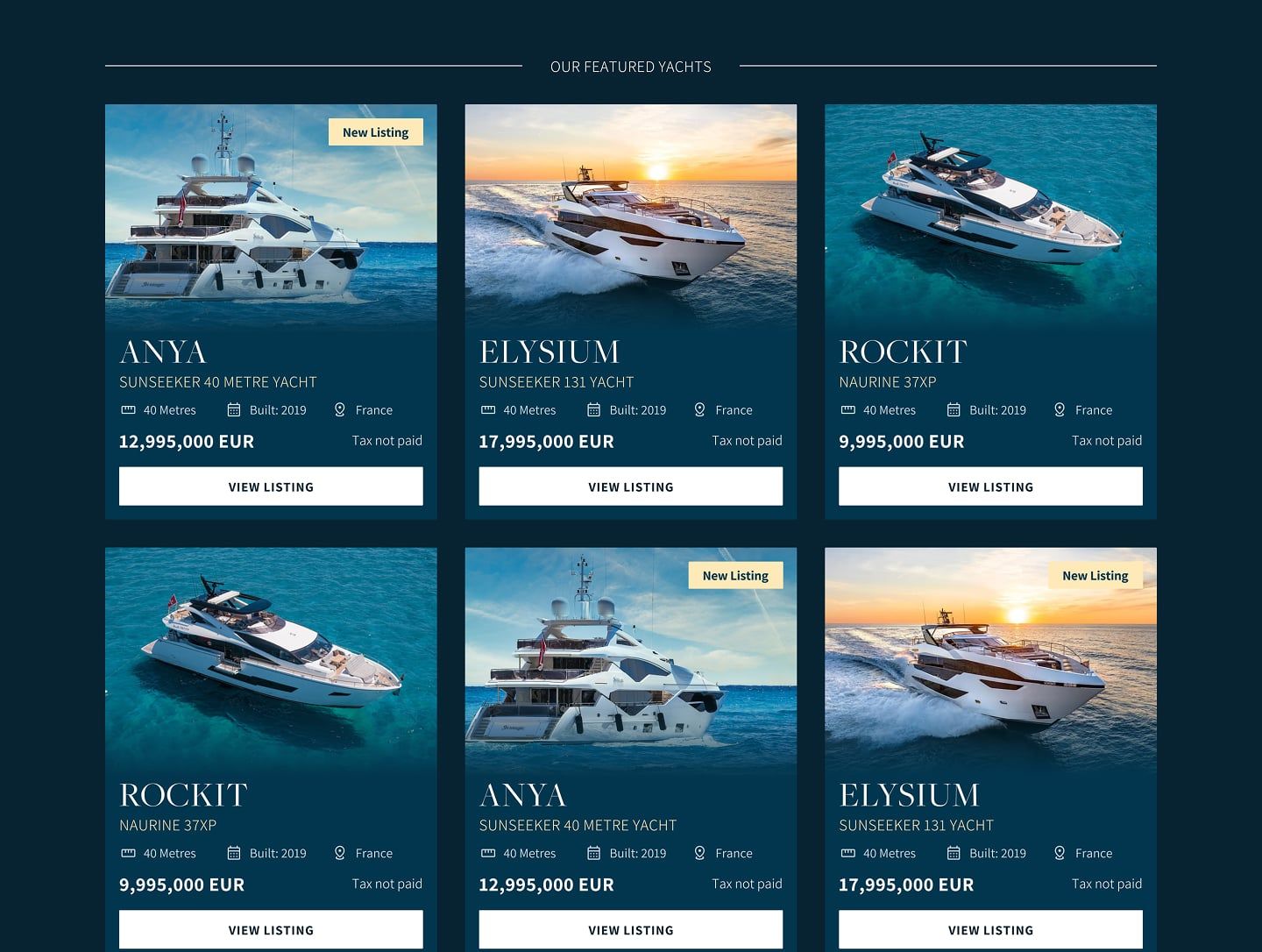 Sunseeker website design.