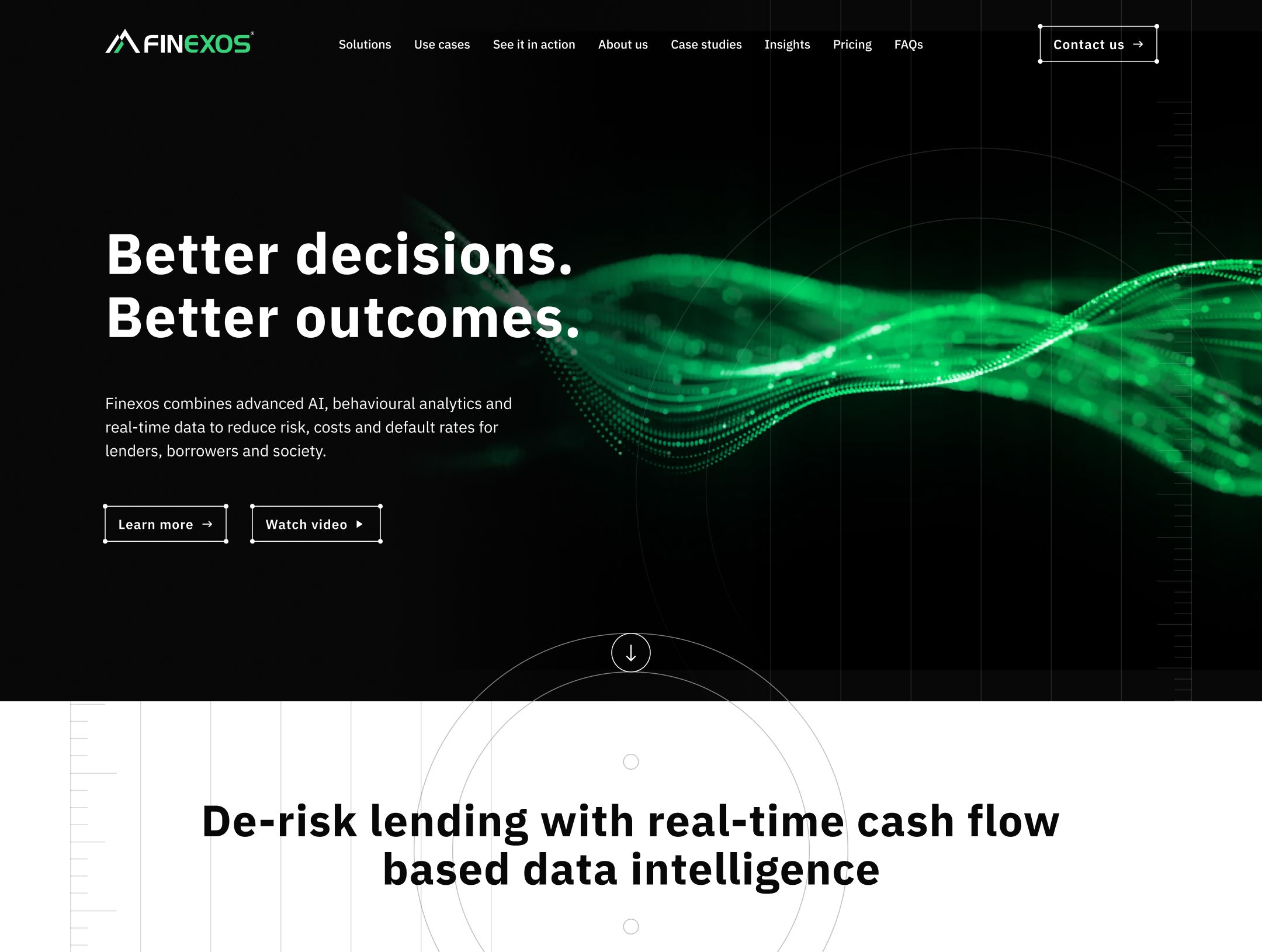 Finexos website design desktop