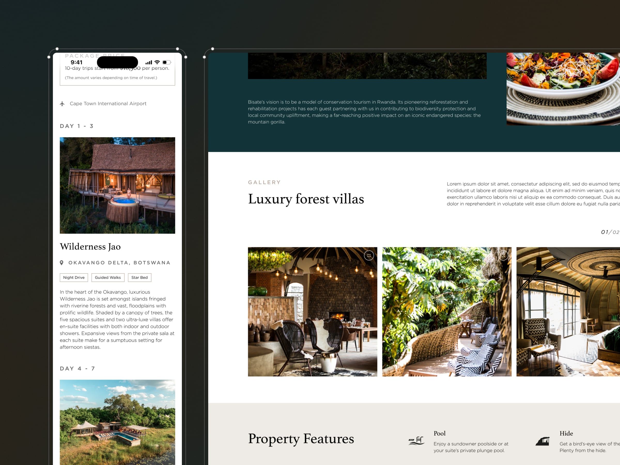Mockup of Wilderness website design.