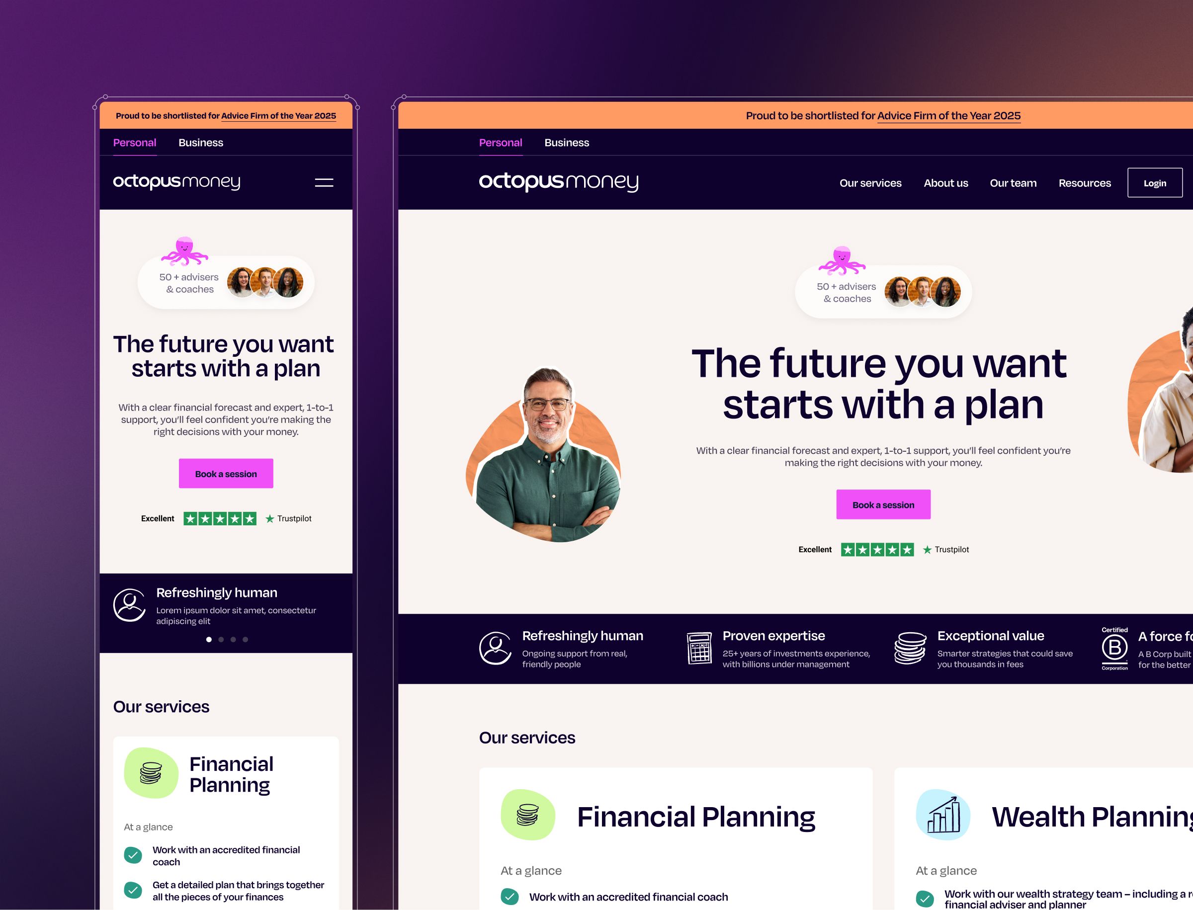 Octopus Money Website Design