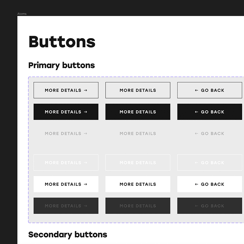 Example button component in Figma.